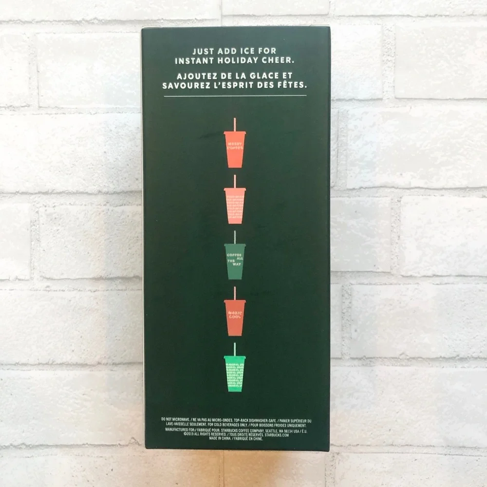 Starbucks 2019 Holiday Reusable Cold Cups Venti 24oz Christmas Set of 5 NIB